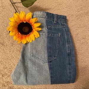 Two Tone Denim High Waisted Jeans